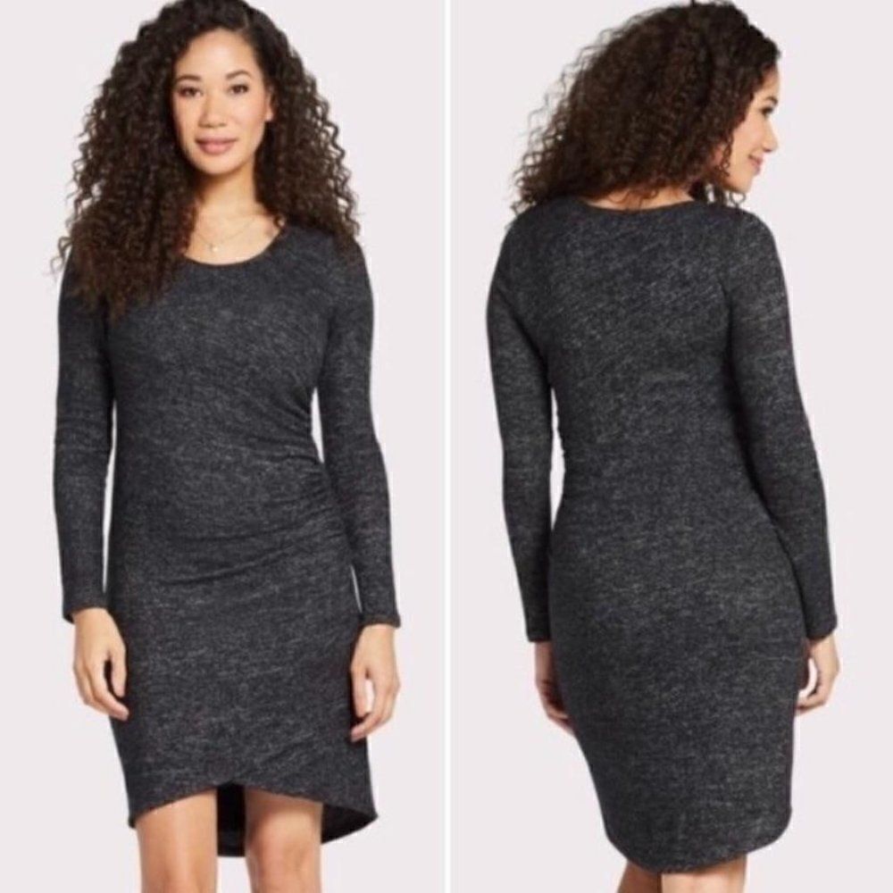 Anthropologie Sunday in Brooklyn Grey Long Sleeve Stretch Tulip Hem Dress Small